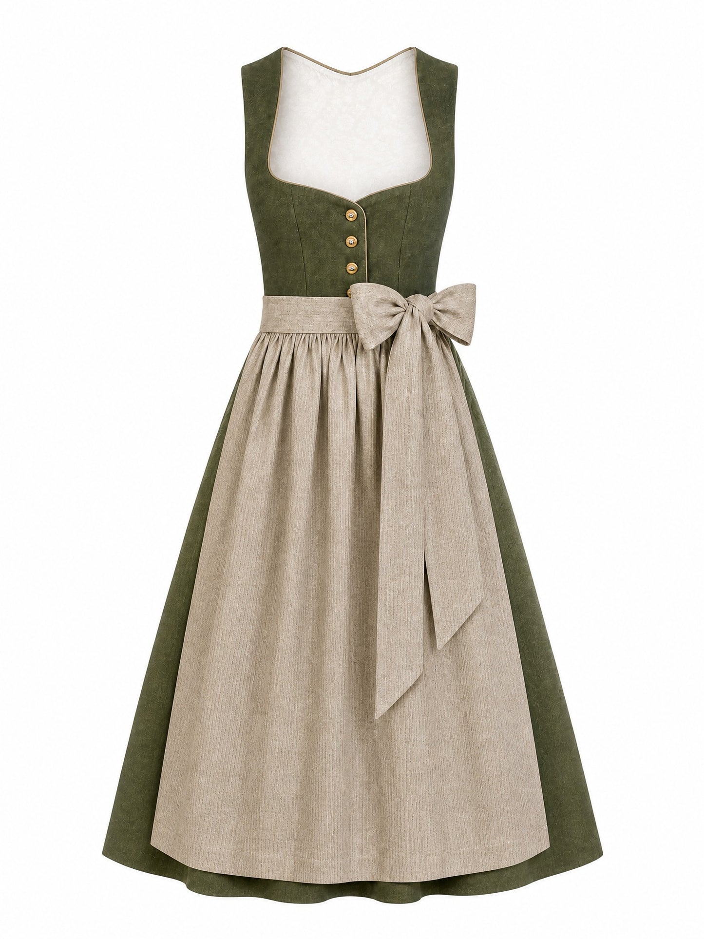 Dunkeloliv Dirndl Nora – Herzform
