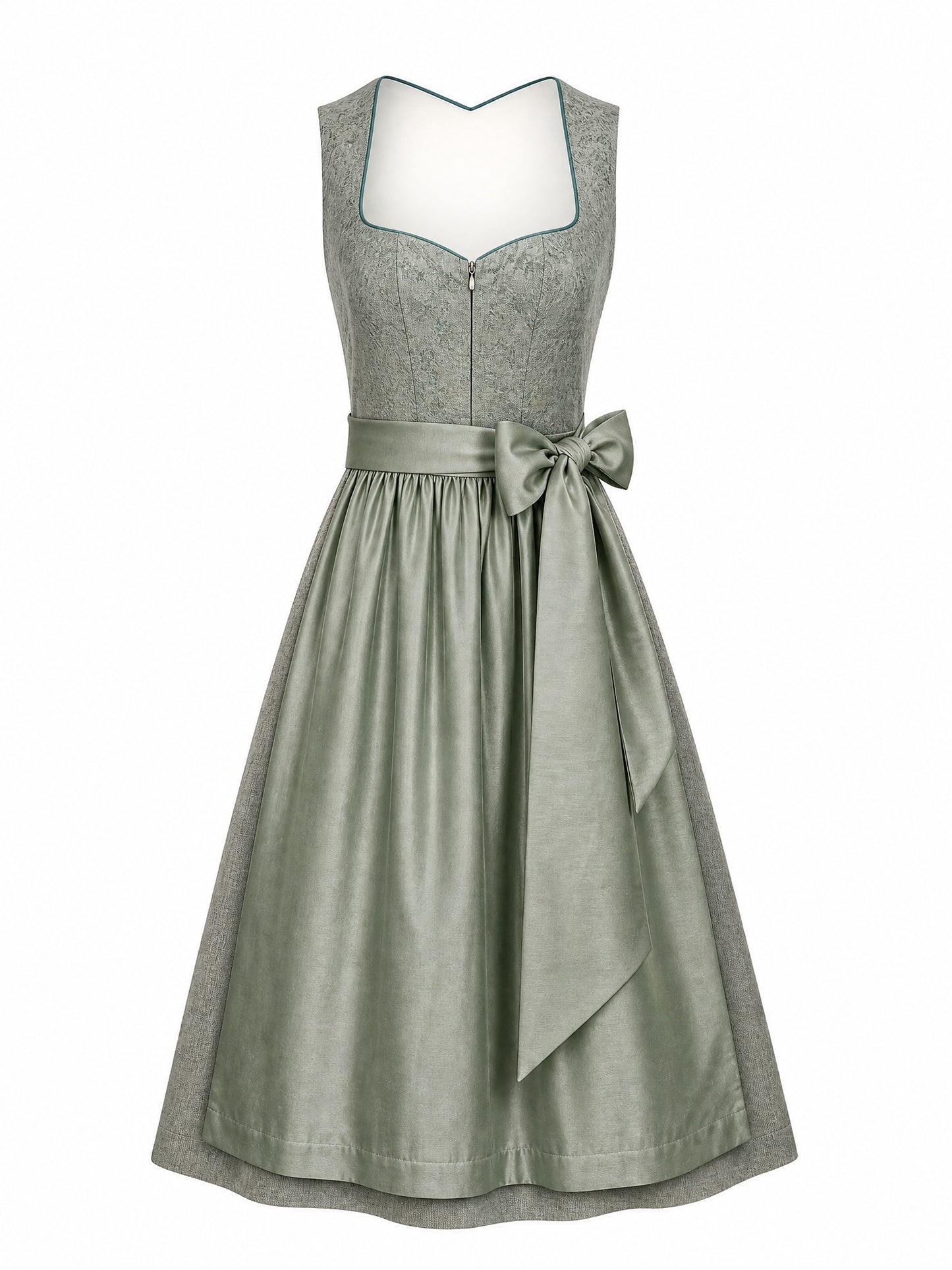 Flechtengrau Dirndl Olivia – Herzform