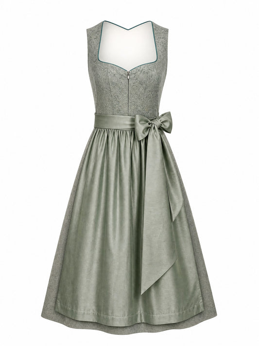 Flechtengrau Dirndl Olivia – Herzform
