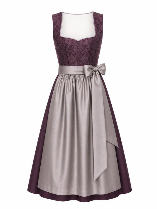 Aubergine Dirndl Elena – Herzform