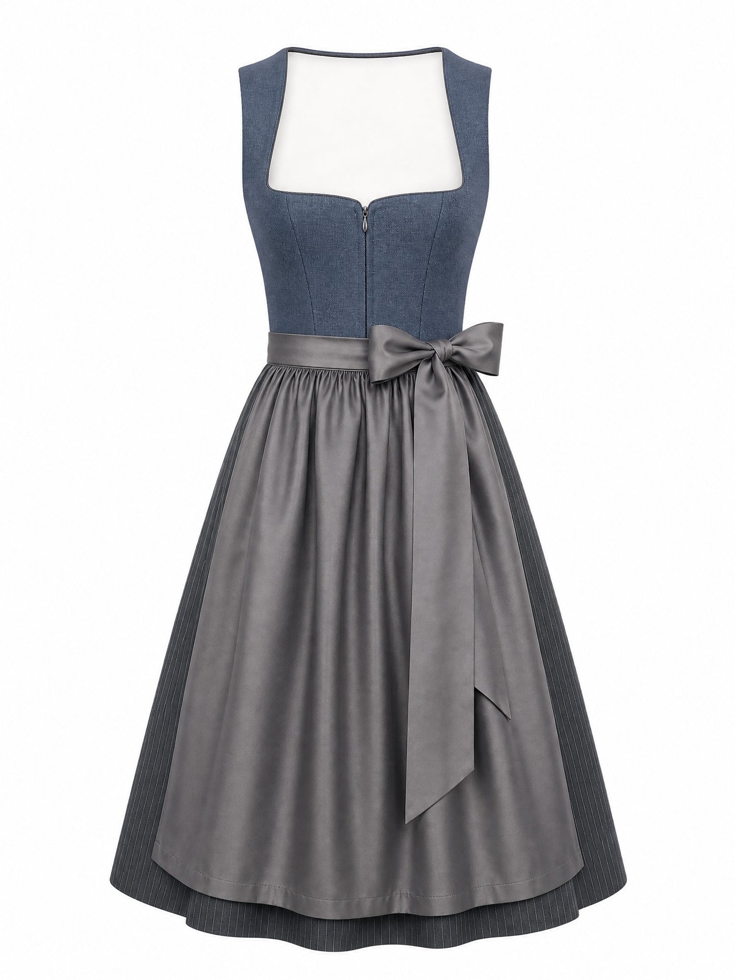 Stahlblau Dirndl Elina – Eckige Linie