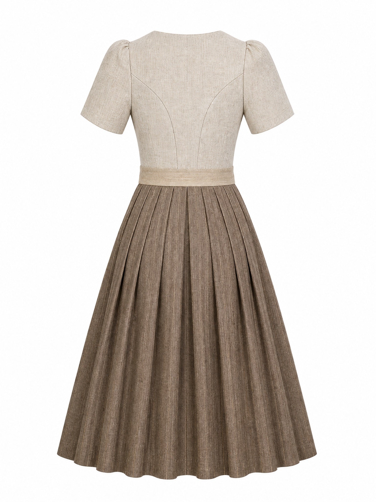 Dirndl Hanna in Haferbeige mit Warmer Sand Schürze - Rückansicht