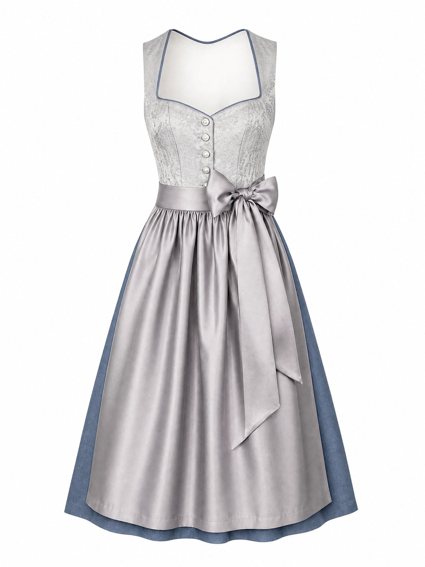 Silberblau Dirndl Erika – Herzform