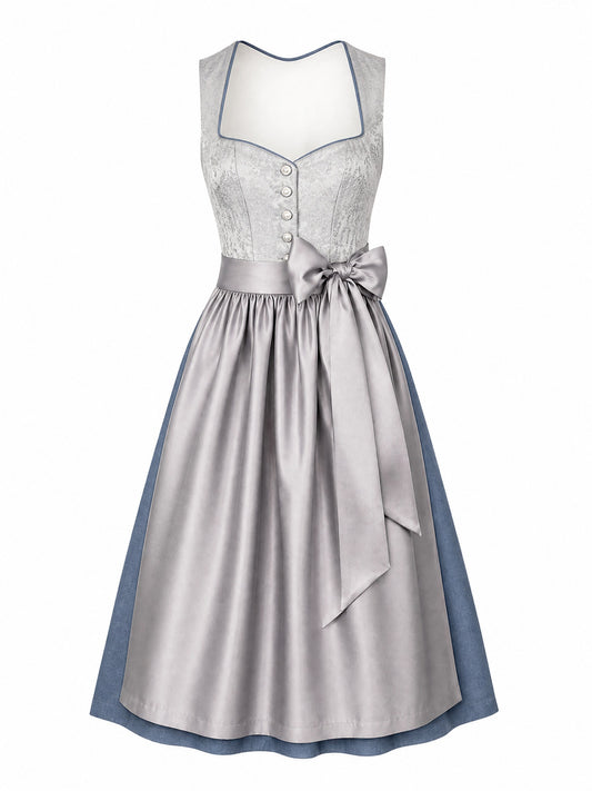 Silberblau Dirndl Erika – Herzform