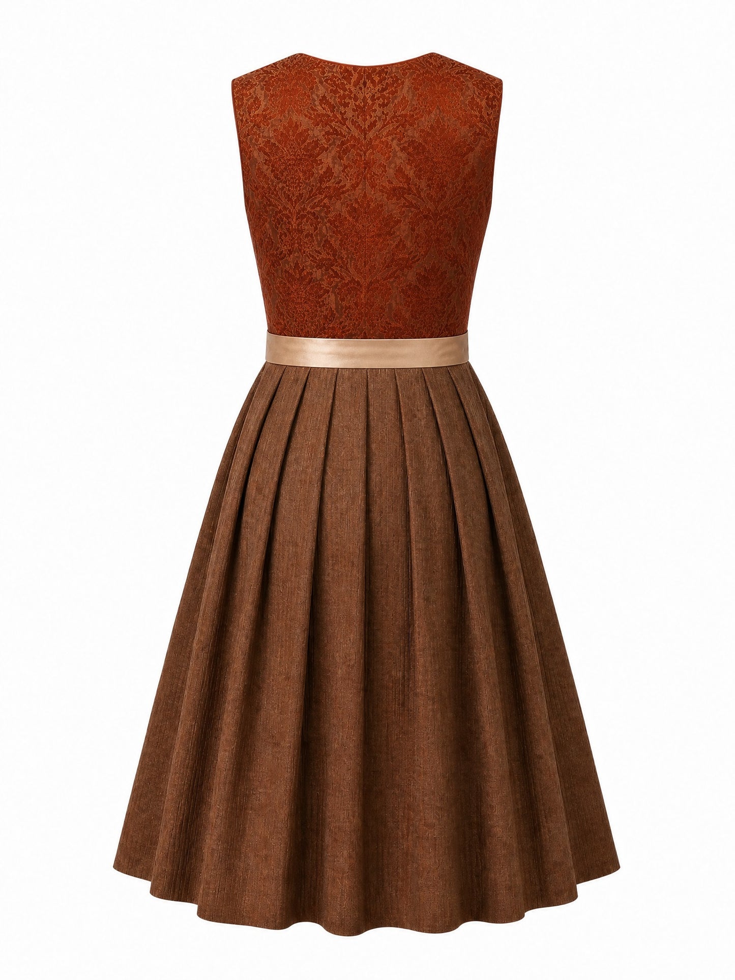 Sienabraun Dirndl Teresa – Eckige Linie